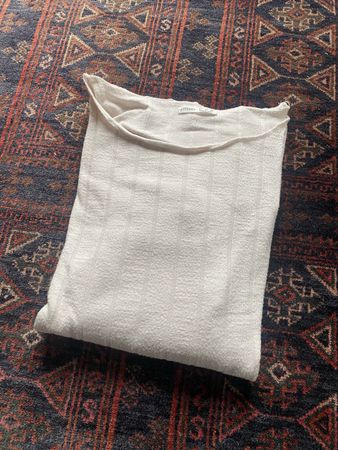 Pull Oysho blanc, texture rayée, taille S