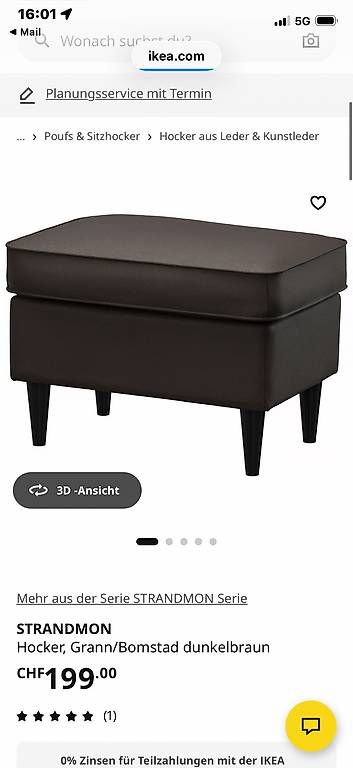 Ikea Sgabelli: Ikea strandmon hocker leder braun – Nuovo (secondo la descrizione) da Dübendorf venduto da rocki07