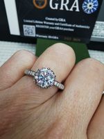Bague argent avec diamant de moissanite de 1 ct certifié GRA