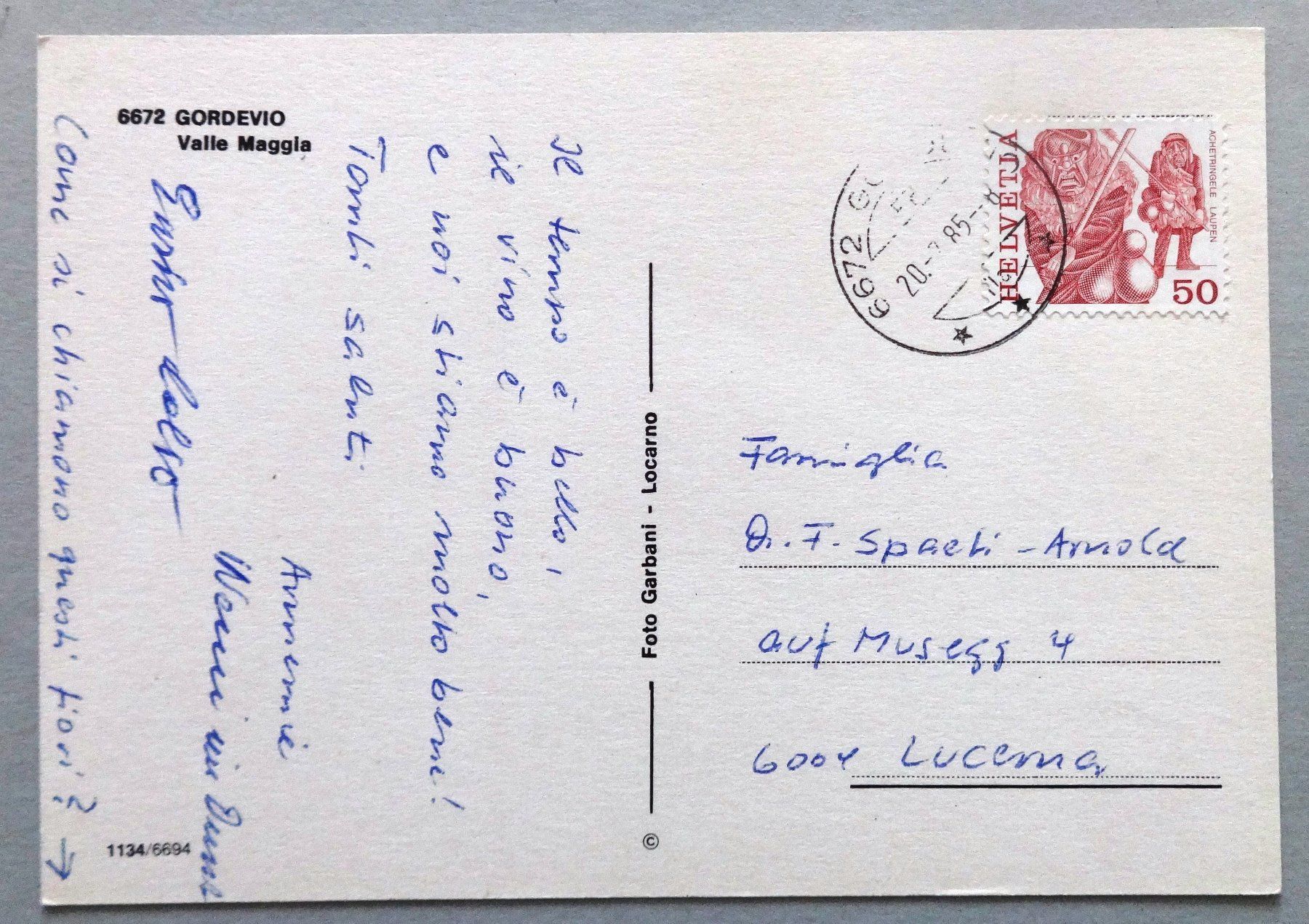 Cartoline postali: Gordevio, Valle Maggia – Usato da Fétigny venduto da Billy2miny 1
