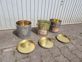 3 Konservendosen aus Metall mit Deckel, Metalleimer, Lot 1