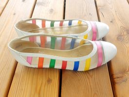 LEFT& RIGHT PRETTY 36 BALLERINA LEDER TRANSPARENT TOP SCHUHE