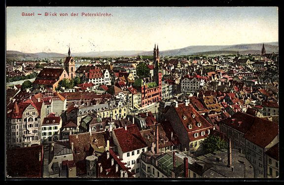 Cartoline postali: AK Basel, Blick von der Peterskirche – Usato da Berlin venduto da bartko-reher