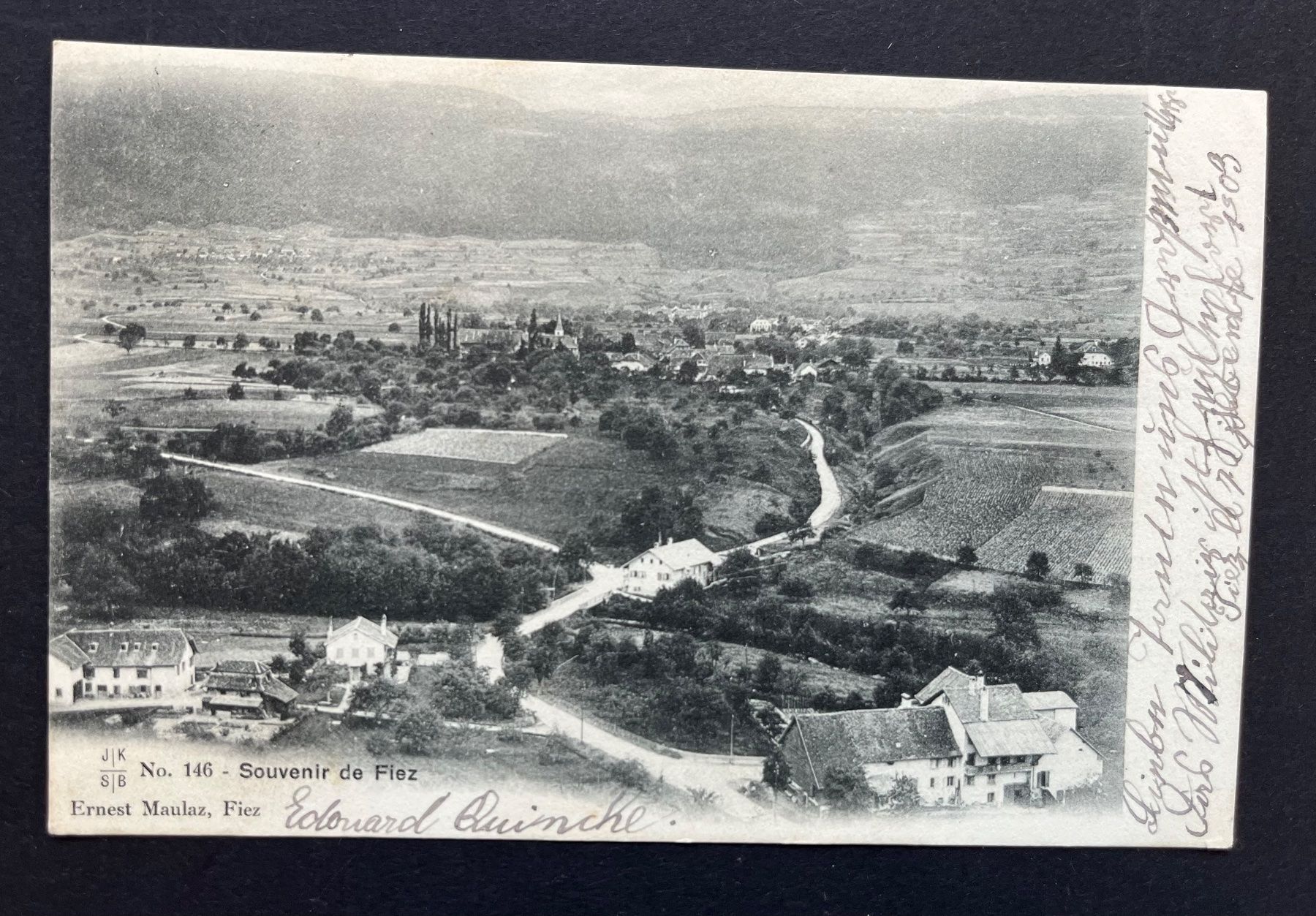 Ansichtskarten: Souvenir de Fiez, 1903 – Gebraucht aus Ostermundigen von DaxKarten-75