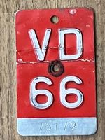 VD 66 - PLAQUE DE VELO - VELONUMMER - FAHRRADSCHILD - VD 66