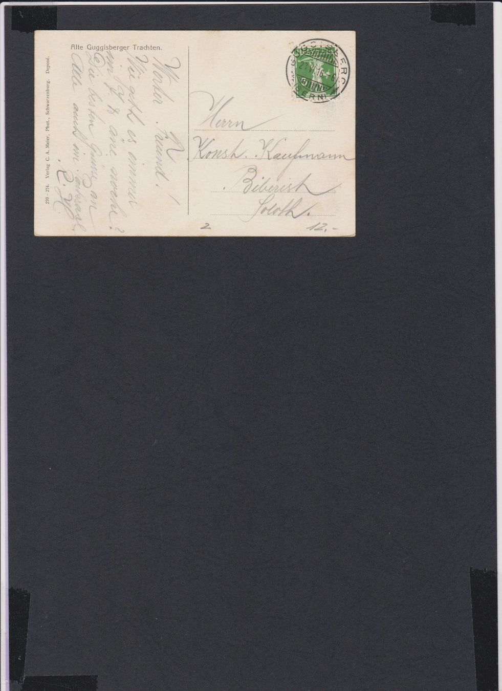 Cartoline postali: Guggisberger Trachten  :   alte Ansichtskarte von 1916 – Usato da Vitznau venduto da Ropaku 1