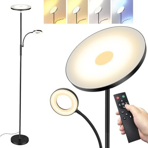 Lampade: LED Stehlampe dimmbar Deckenfluter mit Leselampe – Nuovo e nell'imballaggio originale da Hundwil venduto da Stallone5 1