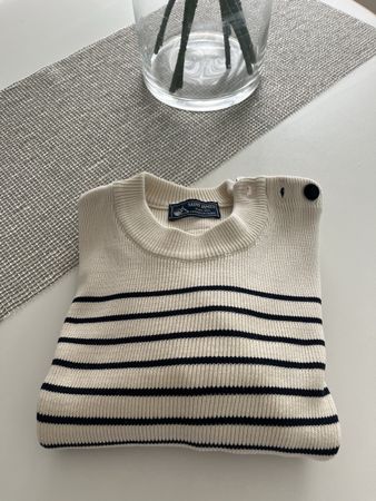 Saint James striped sweater beige black size XL used