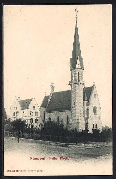 Ansichtskarten: AK Männedorf, Kathol. Kirche – Gebraucht aus Berlin von bartko-reher