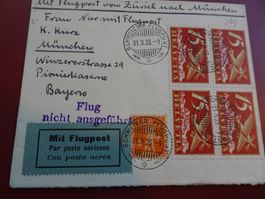 31.X.23. SCHWEIZER FLUGPOST VON ZÜRICH NACH MÜNCHEN,