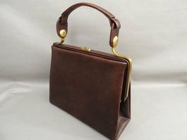 Vintage Handtasche Leder / Messing. Braun.