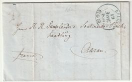 Faltbrief aus BRUGG 19 NOV 1850 nach Aarau