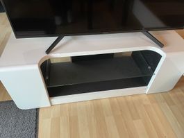 TV Unterschrank Weiss mit Glasablagen mit Gebrauchsspuren