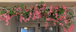 Deko-Blumenranke aus Metall mit Blumendeko, 150cm lang