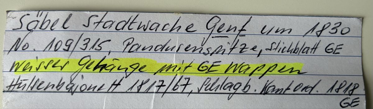 Armes blanches: Säbel Stadtwache Genf 1830 – D'occasion à Gutenswil par Antiques77 7