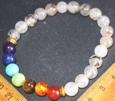Armband B-977 – Adern Achat & 7 Chakra 8mm 19cm elastisch