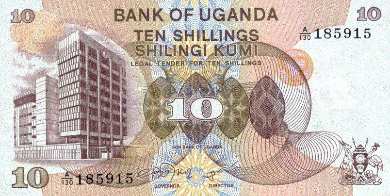 Banconote: Uganda 10 Schilling 1979 P-11b UNC- – Nuovo (secondo la descrizione) da Schliern b. Köniz venduto da pizzitaxi