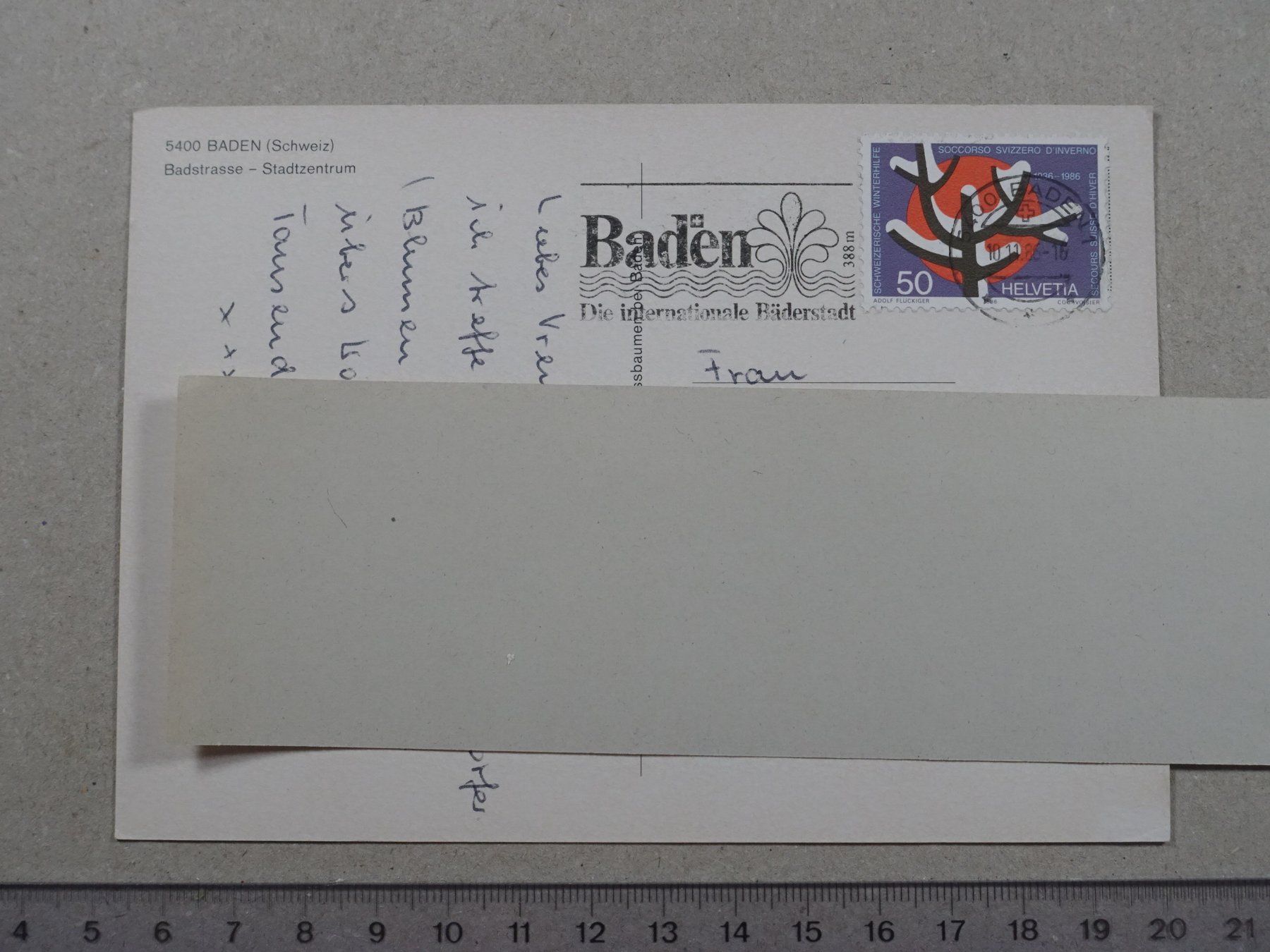 Cartoline postali: Baden, Badstrasse, Stadtzentrum, 1986 – Usato da Lenzburg venduto da fh1 1