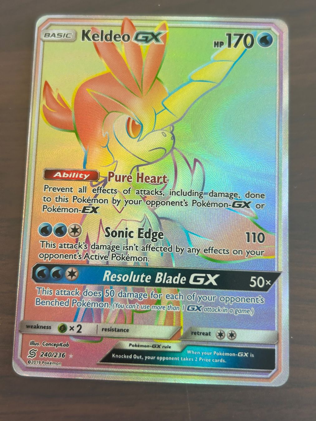 Pokémon Carte collezionabili: Keldeo GX Rainbow 240/236 – Usato da Winterthur venduto da Wusa01