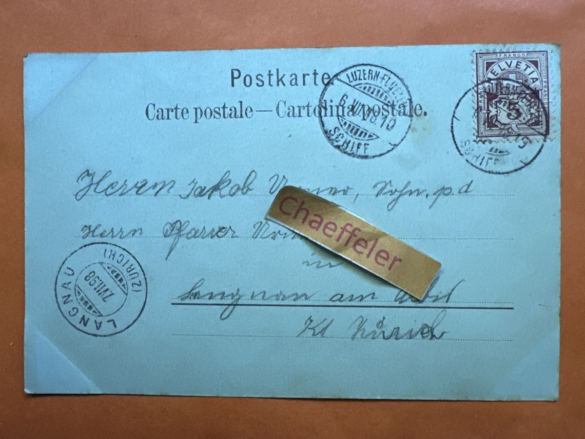 Cartoline postali: 1898.  Gruss vom Vierwaldstättersee – Usato da Zürich venduto da Chaeffeler 1