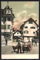 Luzern, Strassenpartie mit Hundegespann