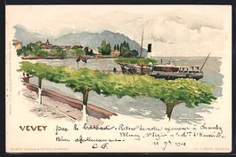 Fritz Voellmy: Vevey, Dampfer vor dem Or