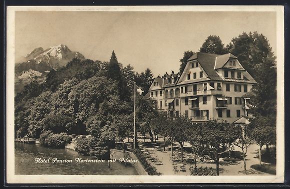 Cartoline postali: Weggis, Hotel Pension Hertenstein mit Pi – Usato da Berlin venduto da bartko-reher