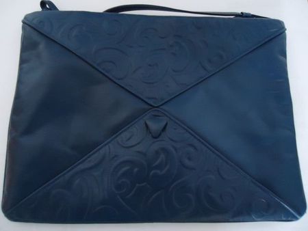 Eleg. Ledertasche Blau Vintage Stil Clutch/Schultertasche