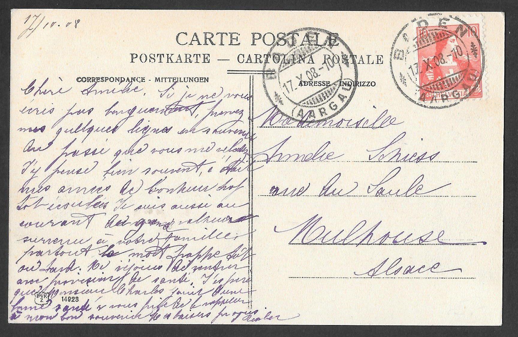 Cartoline postali: Baden vom Schartenfels aus – Usato da Olten venduto da clotaldi 1