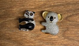 Set: Panda & Koala Brosschen, Modeschmuck, Top Zustand