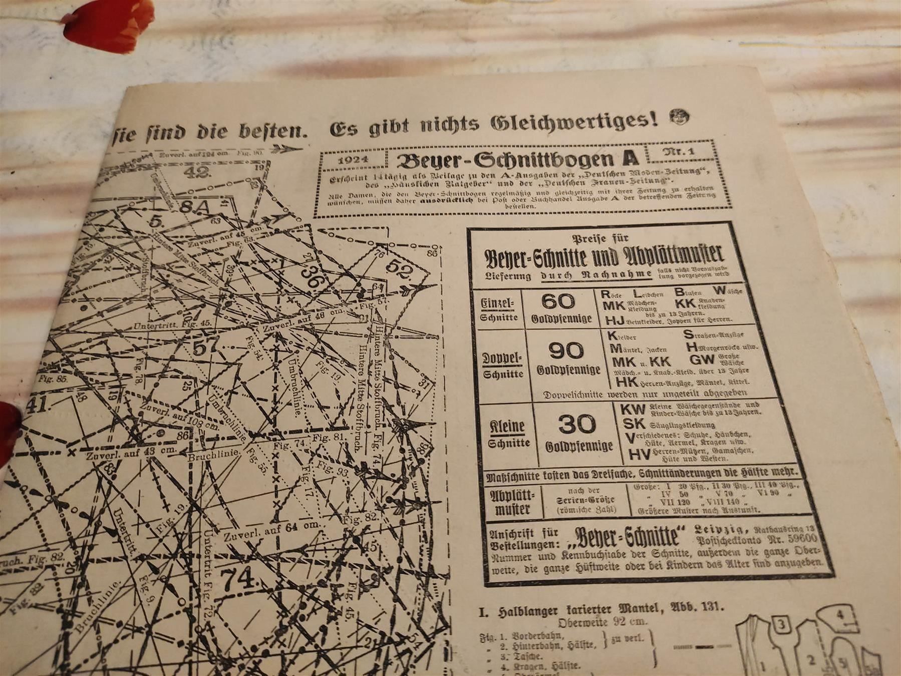 Schnittmuster: Schnittbogen Schneider Handarbeit Beyers Modewelt A 1924 1 – Gebraucht aus Luzern von leseratte24 1