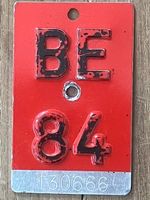 BE 84 - VELONUMMER - FAHRRADSCHILD - PLAQUE DE VELO - BE 84