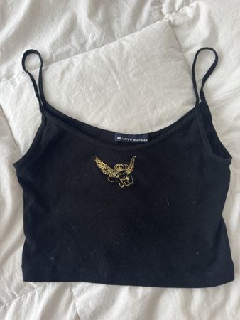 Débardeur Brandy Melville noir motif ange taille unique