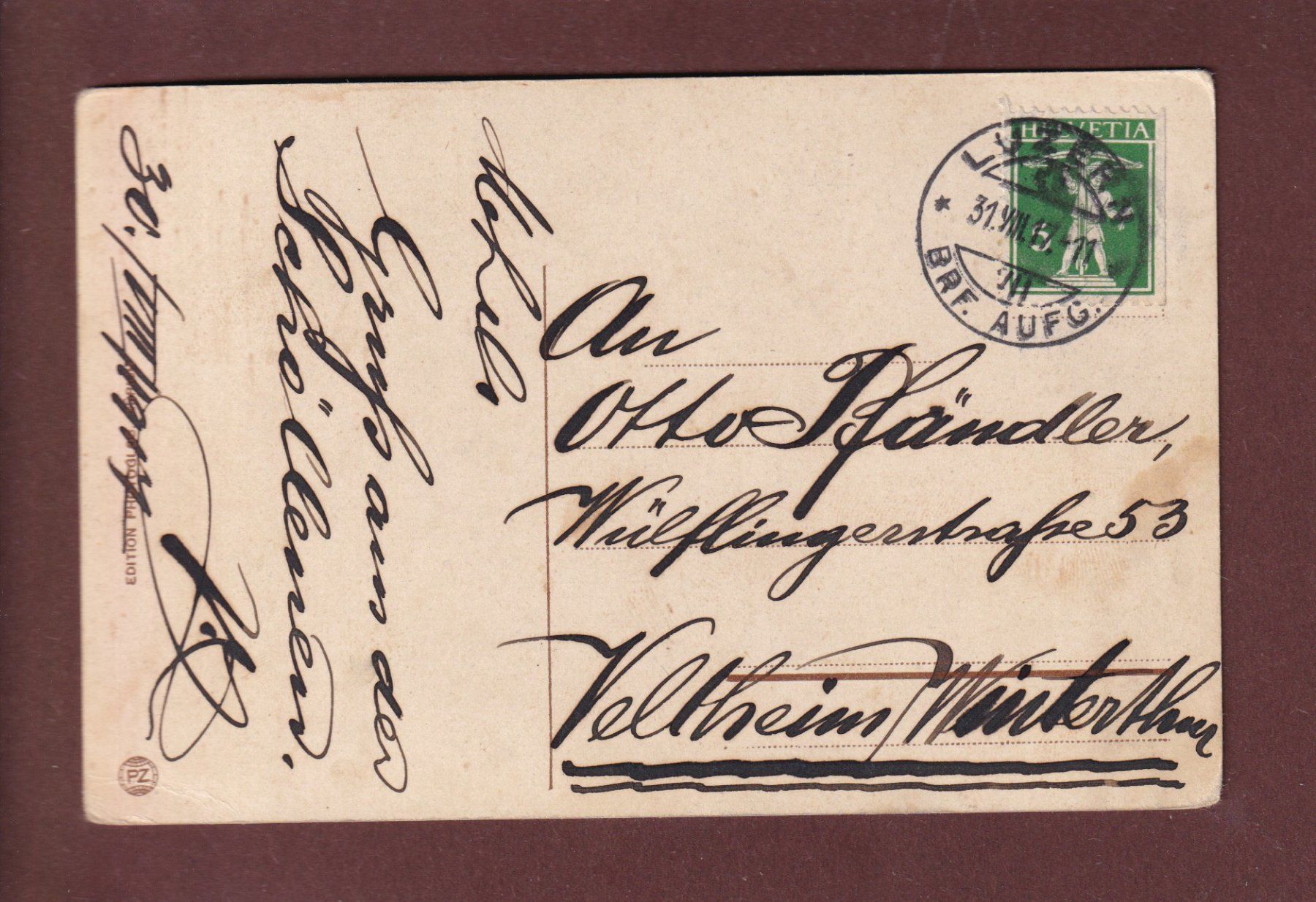 Cartoline postali: Die SCHÖLLENEN - 1917 – Usato da Pully venduto da nicecards 1