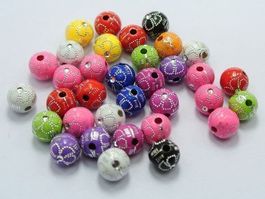 Perles rondes FLEUR mixte 8mm 30pcs