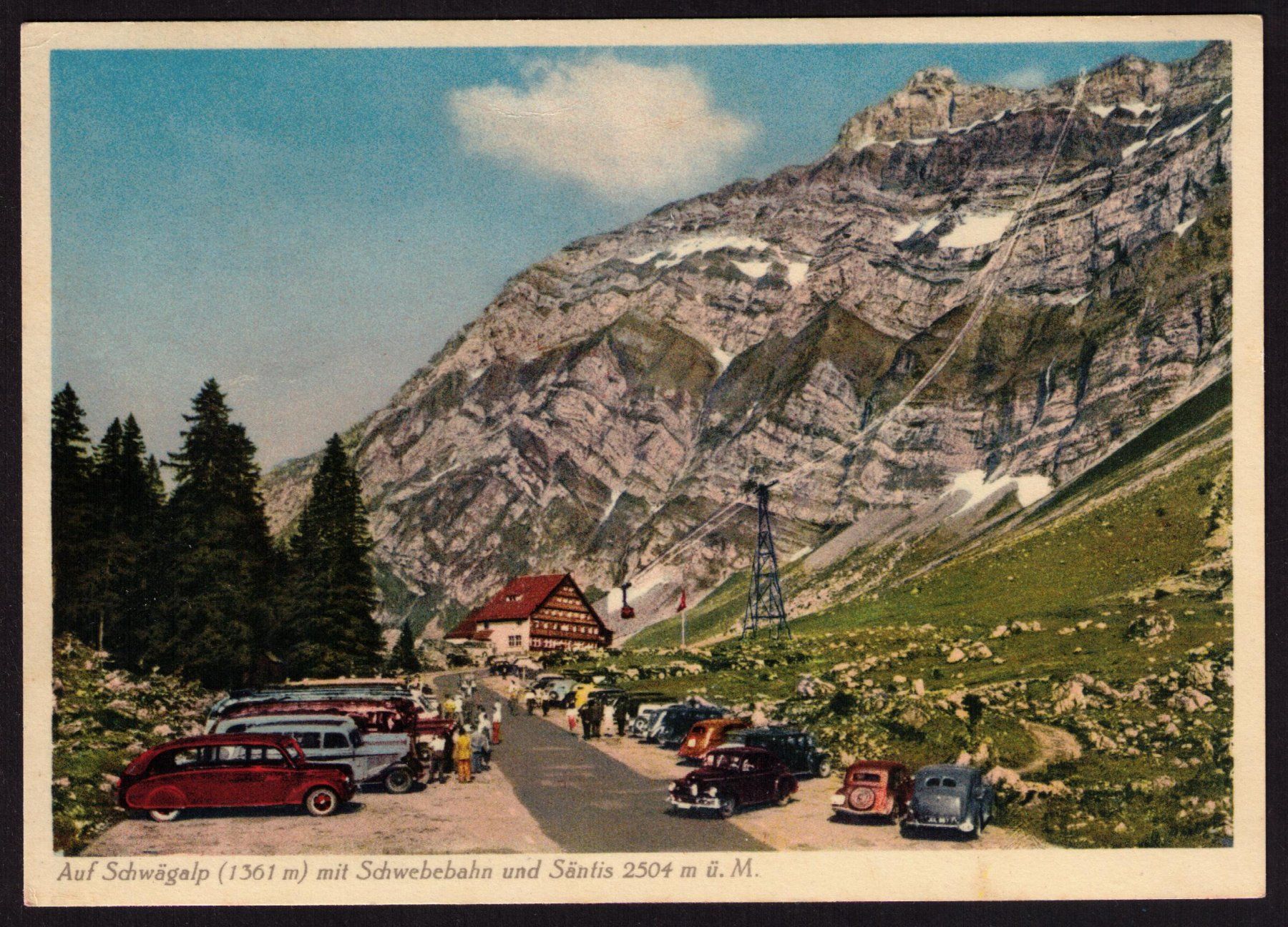 Cartoline postali: SCHWÄGALP mit Säntis_Nr. 27005 fb_OLDTIMER_PWs_Busse !! – Usato da Marthalen venduto da Ch_quality