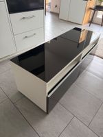 Sideboard mit Glasplatte, 2 Schubladen, Schwarz/Weiss