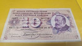 Alte 10 Franken Banknote Schweizerische Nationalbank 1977