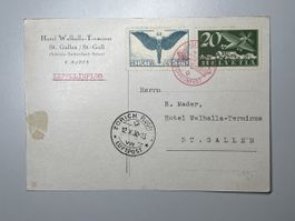 Zeppelin 1930, Postcard Hotel Walhalla St. Gallen, 12.X.1930