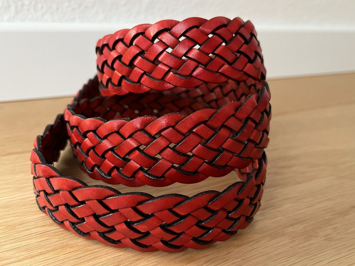 Cinture: Braided Red Leather Belt, Size 110 cm - Spring Style! – Nuovo (secondo la descrizione) da Affoltern am Albis venduto da dan_jm8b 2