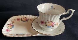Vintage Kaffeegedeck Porzellan aus Polen mit Blumenmuster