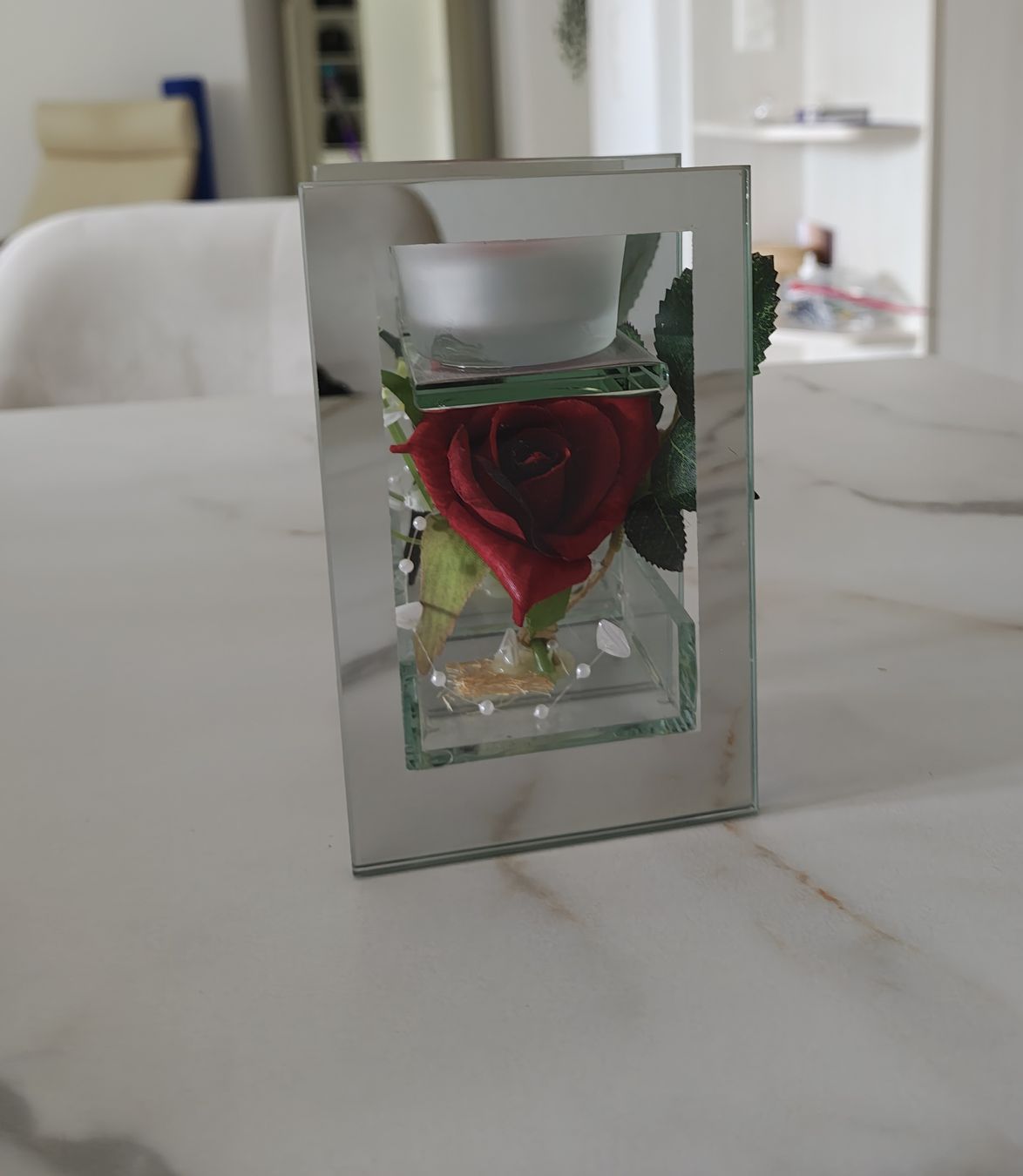 Portacandele: Glas Teelichthalter mit Rose – Usato da Rütihof venduto da iva_2yts