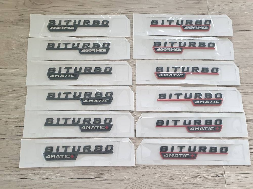 2 X MERCEDES V8 BITURBO SILBER CHROM ABZEICHEN C63 E63 S63 ML63 AMG G63