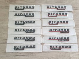 2er set Mercedes Biturbo Zeichen Schwarz Glanz