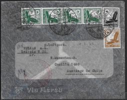 1936 Europa-Südamerika ab Leipzig MEHRFACH-Frankatur ab 1.-