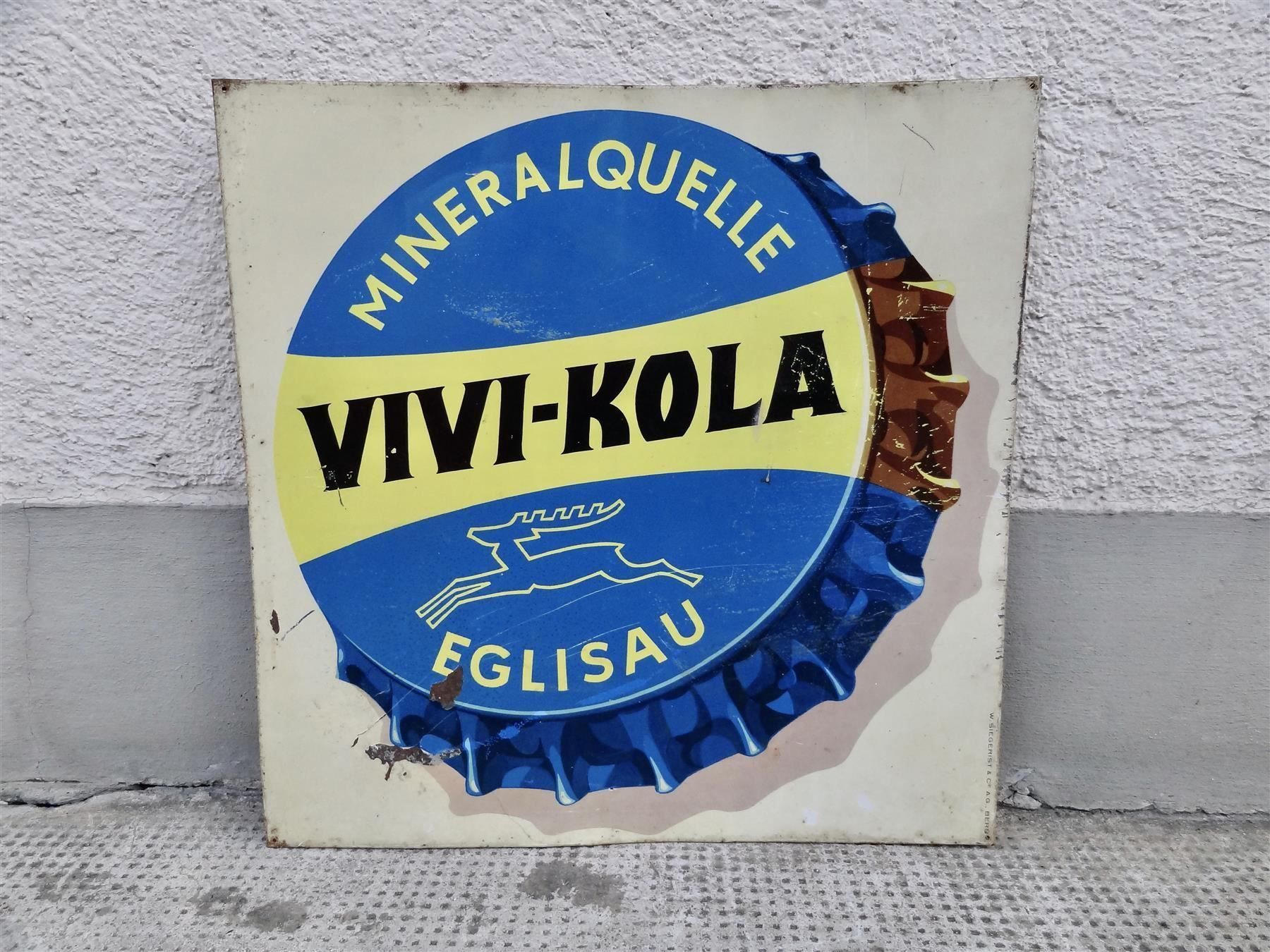 Insegne: TOLLES ALTES BLECHSCHILD VIVI KOLA – Usato da Kerzers venduto da bottlesandboxes