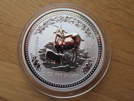Lunar I Serie Münze Ziege 2003 / 2 Unzen Silber Australien