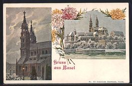 Basel, Münster im Winter, Blumen-Passep