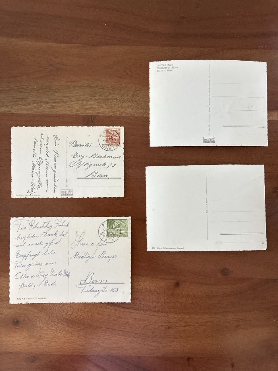Cartoline postali: 4 Ansichtskarten Schweiz von Gonten AP – Usato da Oftringen venduto da Cla.vD.74 1