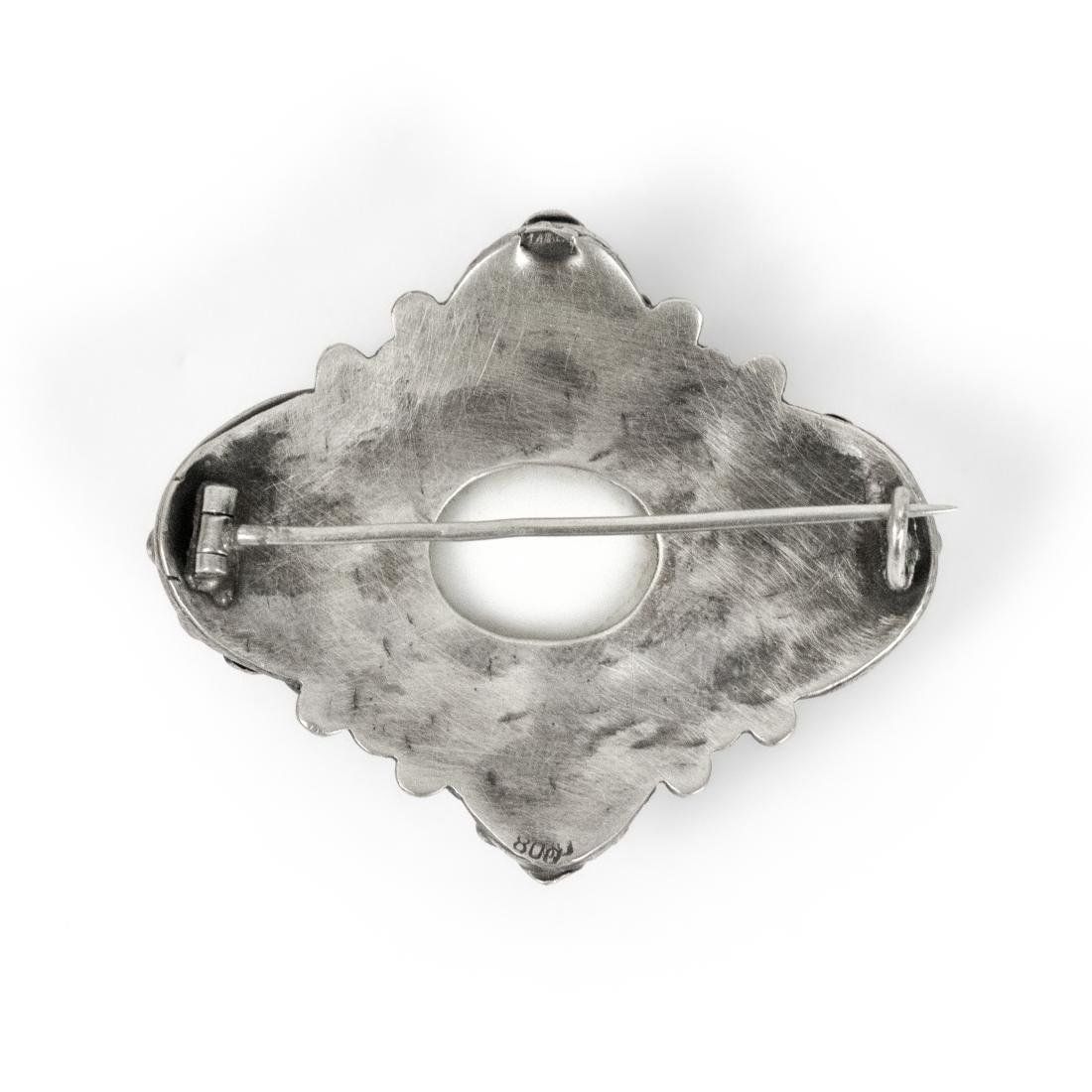 Spille & Fermagli: Antike Silber Brosche 800 mit Onyx – Usato da Lugano venduto da Historianlugano 1